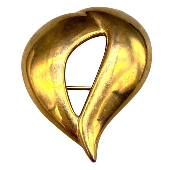 Vintage Napier Openwork Tear Drop Brooch Pin Gold Tone Minimalist Classic Retro - Picture 1 of 5